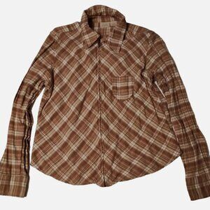 Fiorlini International Women's Size Large Full Zip Long Sleeve Plaid Shirt